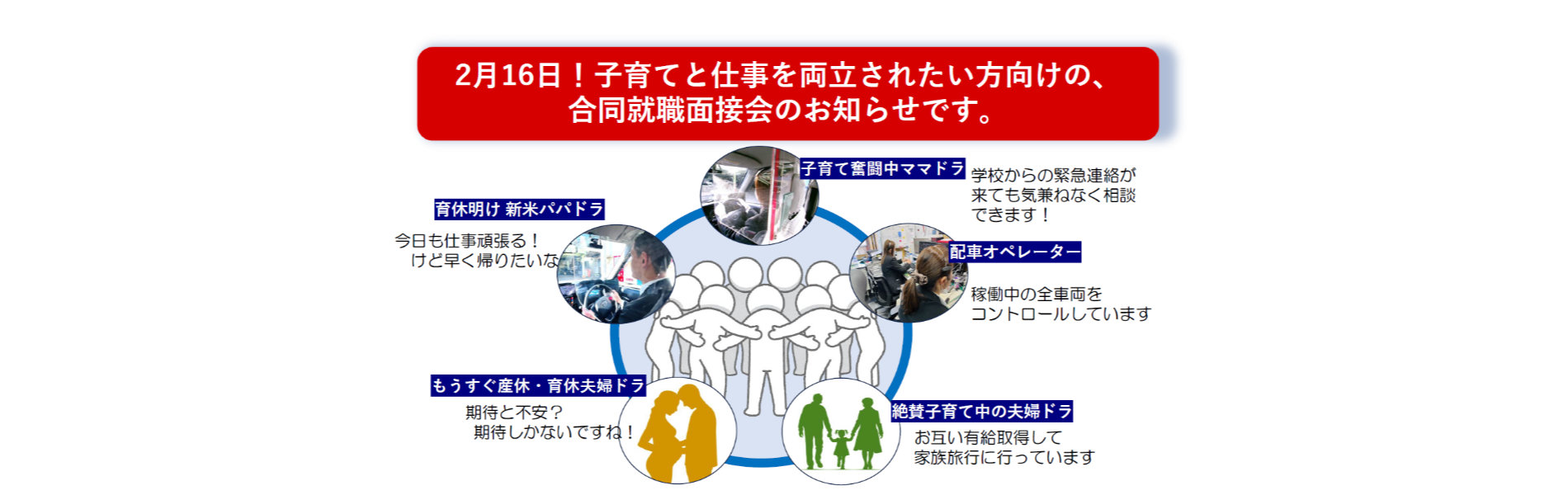 2月16日！子育てと仕事を両立されたい方向けの、合同就職面接会のお知らせです。